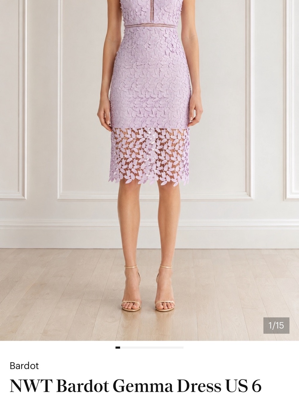 Bardot Lilac Lace Midi Dress - color Orchid